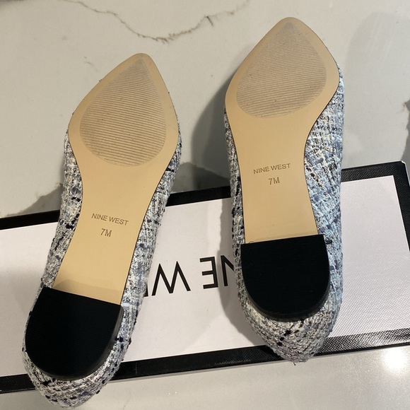 NEW! Nine West Abay Black Multi Fabric Pointed Toe Flats - Picture 7 of 9